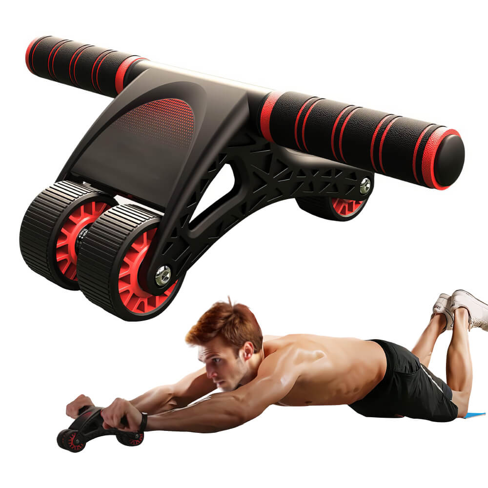 Ab Roller with Dual Wheels for Core Training with Knee Pad